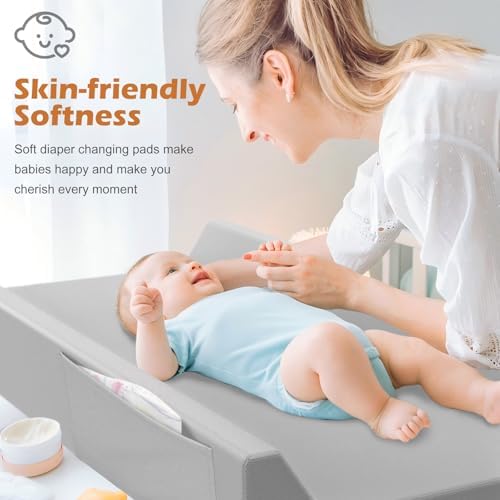 Top view of 32 inch gray diaper changing pad