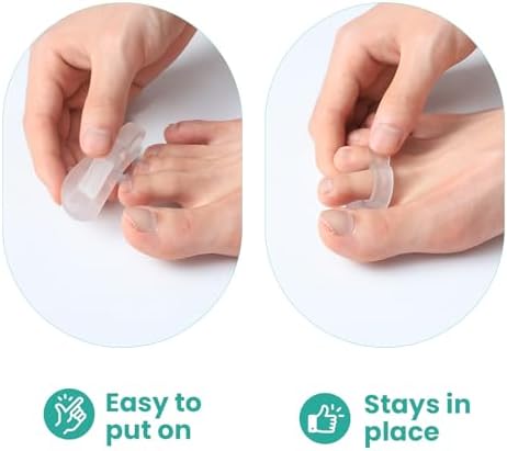 Close up of the transparent Welnove hammer toe splints for women.