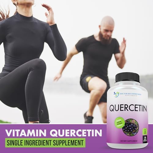 Doctor Recommended Quercetin dietary supplement bottle side profile details.