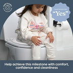 Dreambaby soft and comfortable toddler toilet seat topper placed on a round toilet