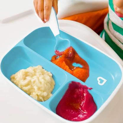 Top view of Munchkin splash divided plate and bowl set