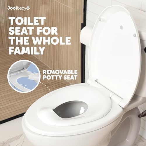 Removable toddler potty training seat being detached from the main elongated unit