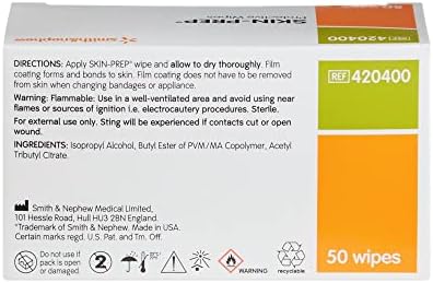 Authentic USA imported Smith & Nephew skin protectant wipes for medical dressings.