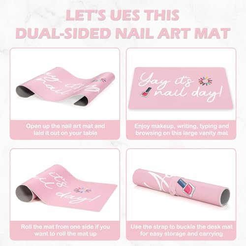 Professional nail technician desk setup with Deciniee mat