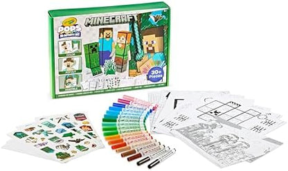 Children hands coloring a pop out Minecraft scene with PipSqueak markers.