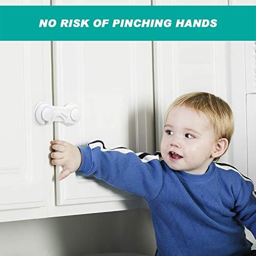 Adoric baby safety locks installed on a kitchen cabinet