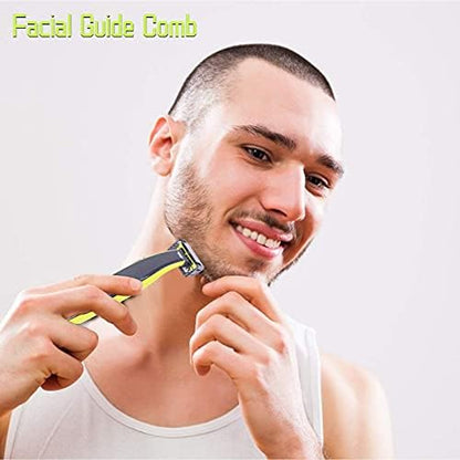 Grooming kit layout including the skin guards protection cap cleaning brush and travel storage pouch