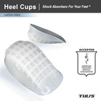 Tuli's grey fabric lined heel cushions for Sever's disease support
