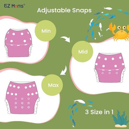 Baby wearing comfortable Ez Moms swim diaper at pool