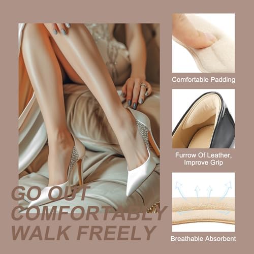 Self-adhesive beige heel grips for loose fitting footwear comfort