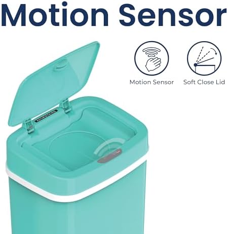 Ninestars 4.2 gallon motion sensor trash can showing infrared sensor lid mechanism