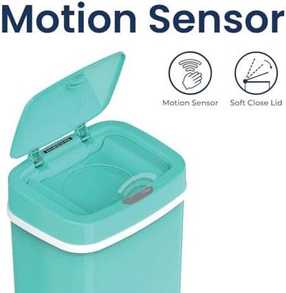 Ninestars touchless diaper pail showing motion sensor lid detail