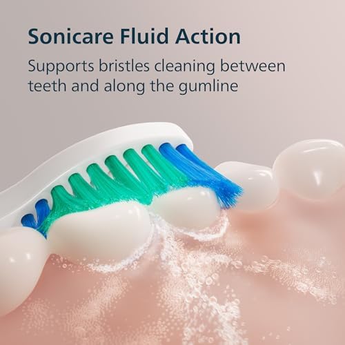 Philips Sonicare rechargeable toothbrush displaying the two intensity indicators and slim ergonomic design.