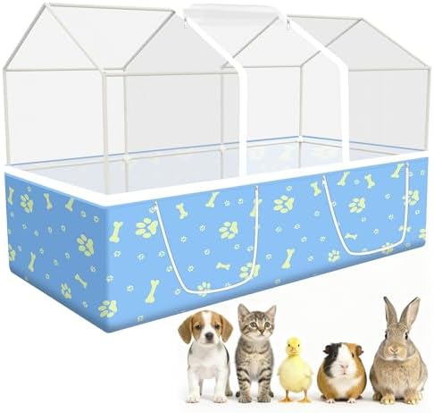 Rabbit Cage, 48" x 24" Large Pet Playpen Enclosure for Small Animal- Guinea Pig, Hamster, Bunny, Puppy, PVC Frame Chicken Coop with Waterproof Tarp & Mesh Cover Indoor Outdoor - Image 2
