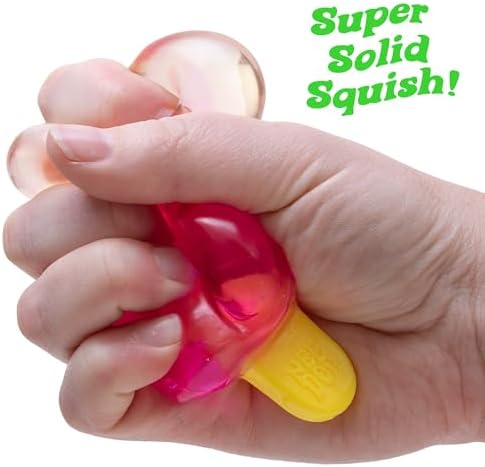 Authentic Schylling stress relief toy being squeezed in hand