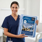 Folded reusable medical washing sheet highlighting the compact and washable material design.