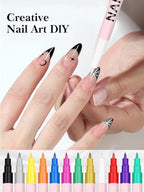 Ebanku nail art pens showing 12 vibrant color palette