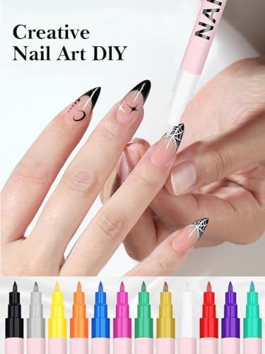 Ebanku nail art pens showing 12 vibrant color palette