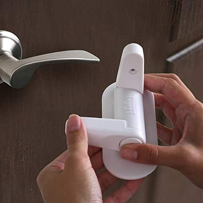 Side view of Tuut door lever lock with 3M adhesive