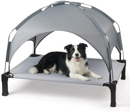 Heeyoo Elevated Dog Bed with Removable Canopy, Portable Dog Cot with Sun Protection Shade Tent, Raised Pet Cooling Cot Bed for Dogs, 42in - Image 2
