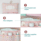 Hamur Home travel diaper bag hanging on a stroller handle