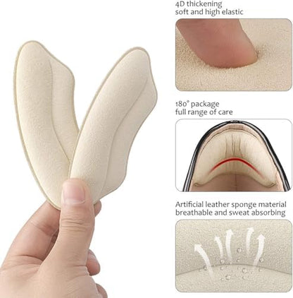 Self-adhesive shoe heel stickers for blister prevention and comfort.