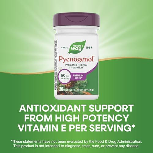 Natures Way Pycnogenol dietary supplement box and bottle display