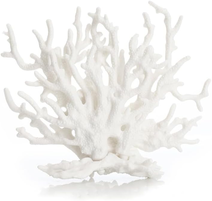 WEKVLPTH artificial aquarium coral ornament front view white resin reef decoration