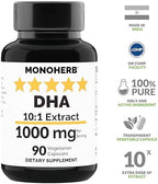 MONOHERB plant based omega 3 algae supplement packaging emphasizing clean formula and zero additives
