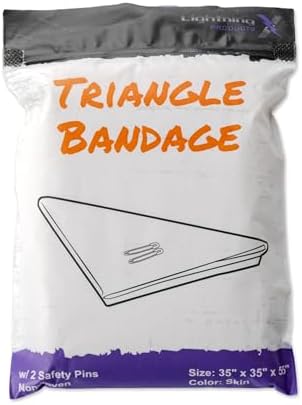 Individually wrapped non woven triangular bandage with safety pins for first aid