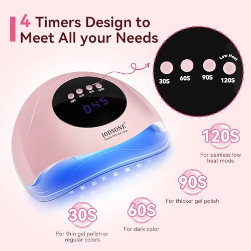 Side angle of the JODSONE Sunos Pro gel nail dryer emphasizing its lightweight and portable structure.