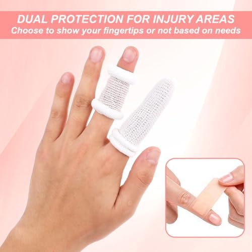 Thirty piece set of reusable elastic cotton fingertip protectors displayed together