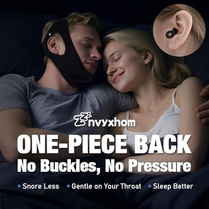 Adjustable black jaw support strap for sleeping with velcro closure