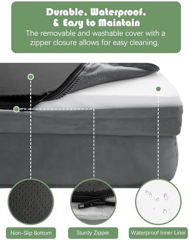 Spotted Play Orthopedic Dog Bed with Sides - Dog Sofa Beds for Medium Dogs, Supportive Foam Pet Couch Bed with Washable Removable Cover, Waterproof Lining and Non-Slip Bottom, Grey - M - Image 7