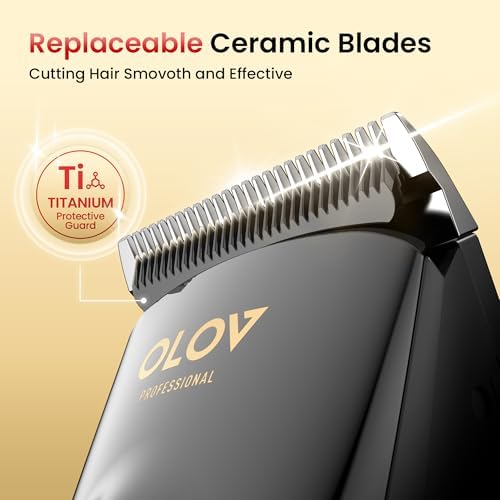 Close up of the four adjustable length settings on the handle of the cordless clipper