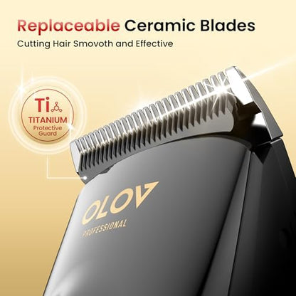 Close up of the four adjustable length settings on the handle of the cordless clipper
