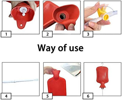 GNEGKLEAN 2 Liter enema bag set laid out showing all detox components for home use.