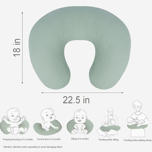 Back view of nursing pillow cover showing hidden zipper