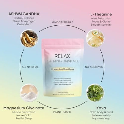 KXVUDE adaptogenic stress relief drink mix individual stick packets spread out on a clean background.