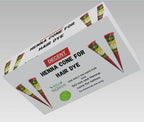 Hiredit organic henna paste cones showcasing the natural reddish brown color results.