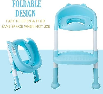 Adjustable toddler commode step stool height options showcasing the six footrest positions