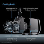 AC Infinity IP-X8 waterproof submersible pump underwater angle
