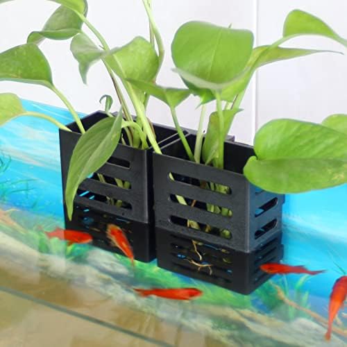 Two pieces of black hanging water plant holders for aquascaping decoration.
