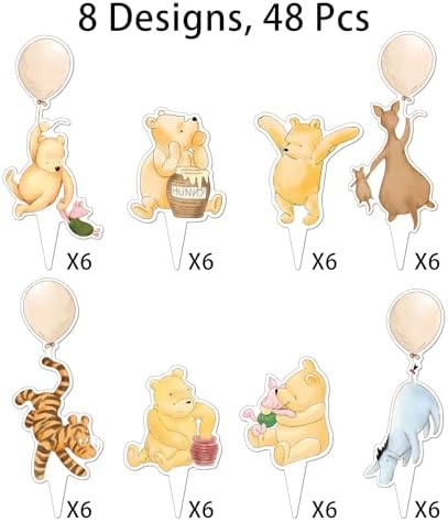 Close up of Winnie the Pooh and friends cupcake decoration
