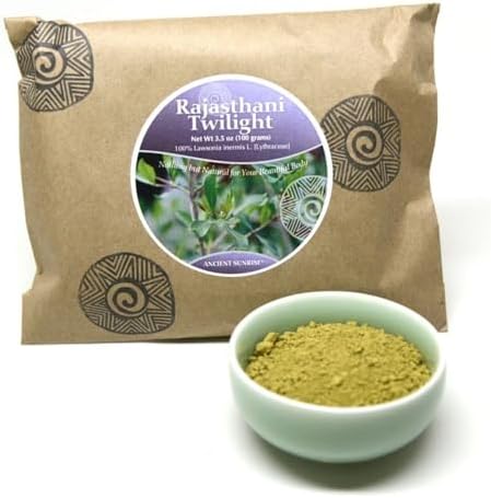 Ancient Sunrise 100 grams natural henna powder packaging for resistant gray coverage