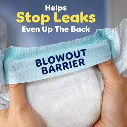Authentic Pampers ZZZ overnight diaper package demonstrating blowout and skin protection properties