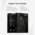The premium black PVD and DLC coated high-carbon steel blades of the Wahl 5-Star Vapor trimmer.