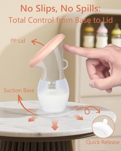 Horigen manual breast pump with its secure leak proof lid attached for hygienic storage during travel