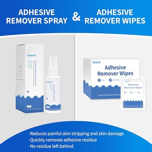 Ovand adhesive remover wipes being used to clean skin residue after surgery.