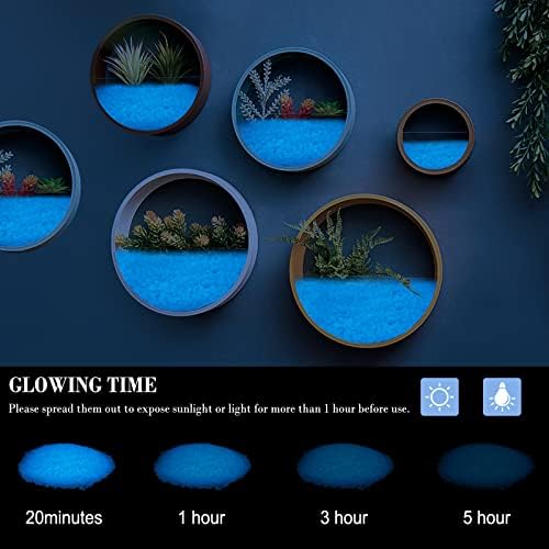 Diy craft project featuring blue glow stones and potted plants